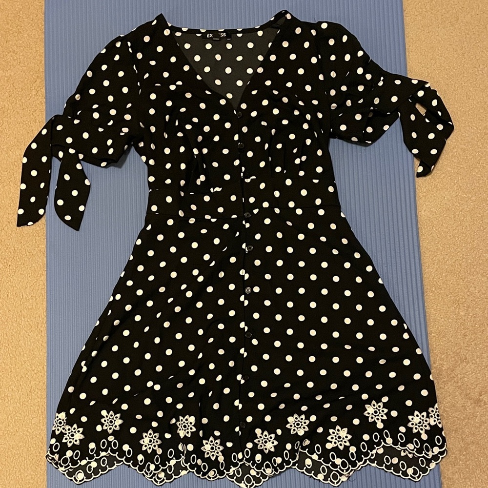 Express Black and White Polka Dot Mini Dress